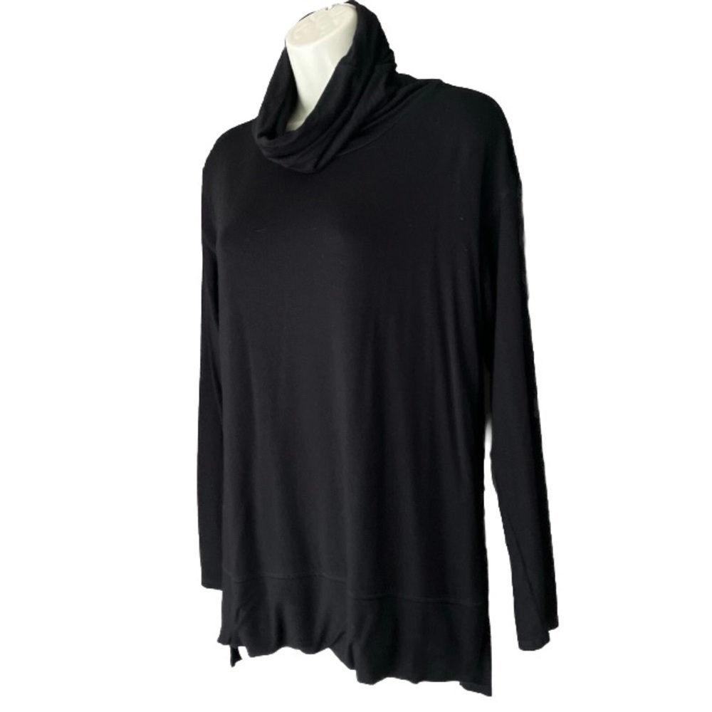 Liz Claiborne Knit Sweater Women's Small Black Solid Turtleneck Long Sleeve
